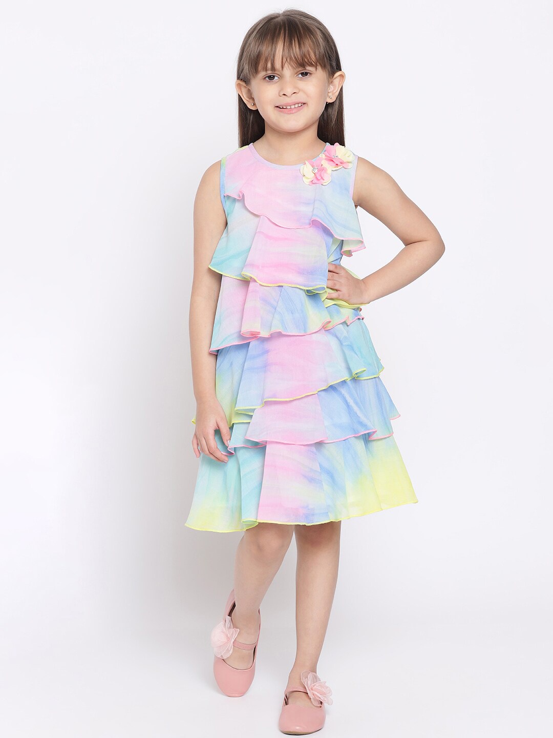

Nauti Nati Multicoloured Dyed Layered Georgette Dress, Multi