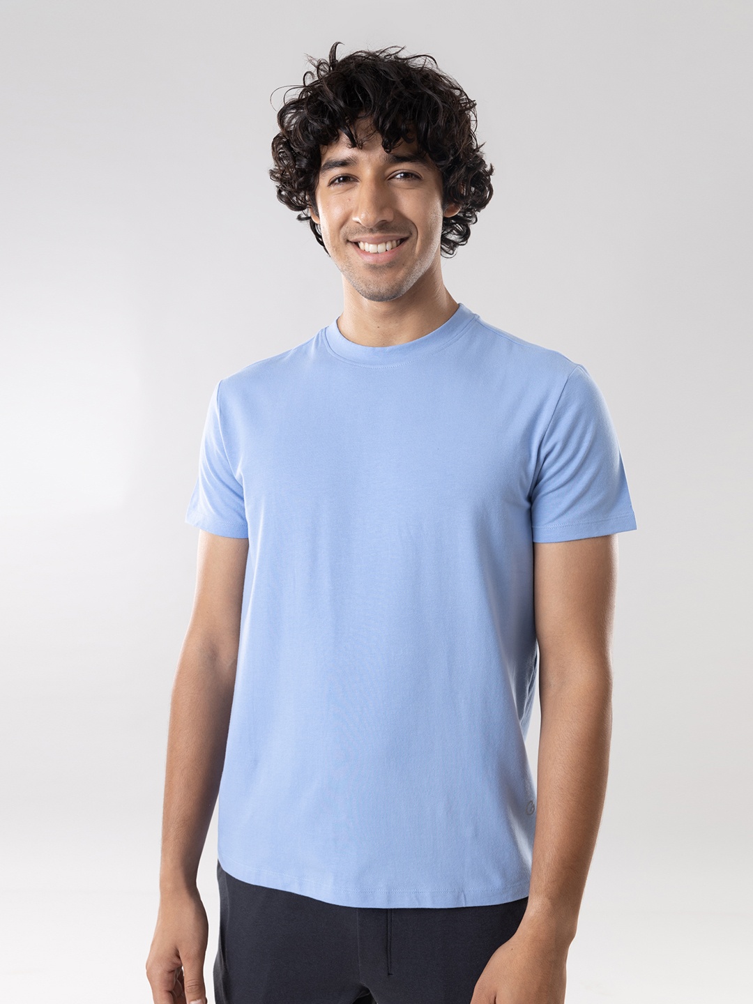 

Gloot Men Stretch Cotton Anti Odor & Anti Stain Round Neck T shirt, Blue