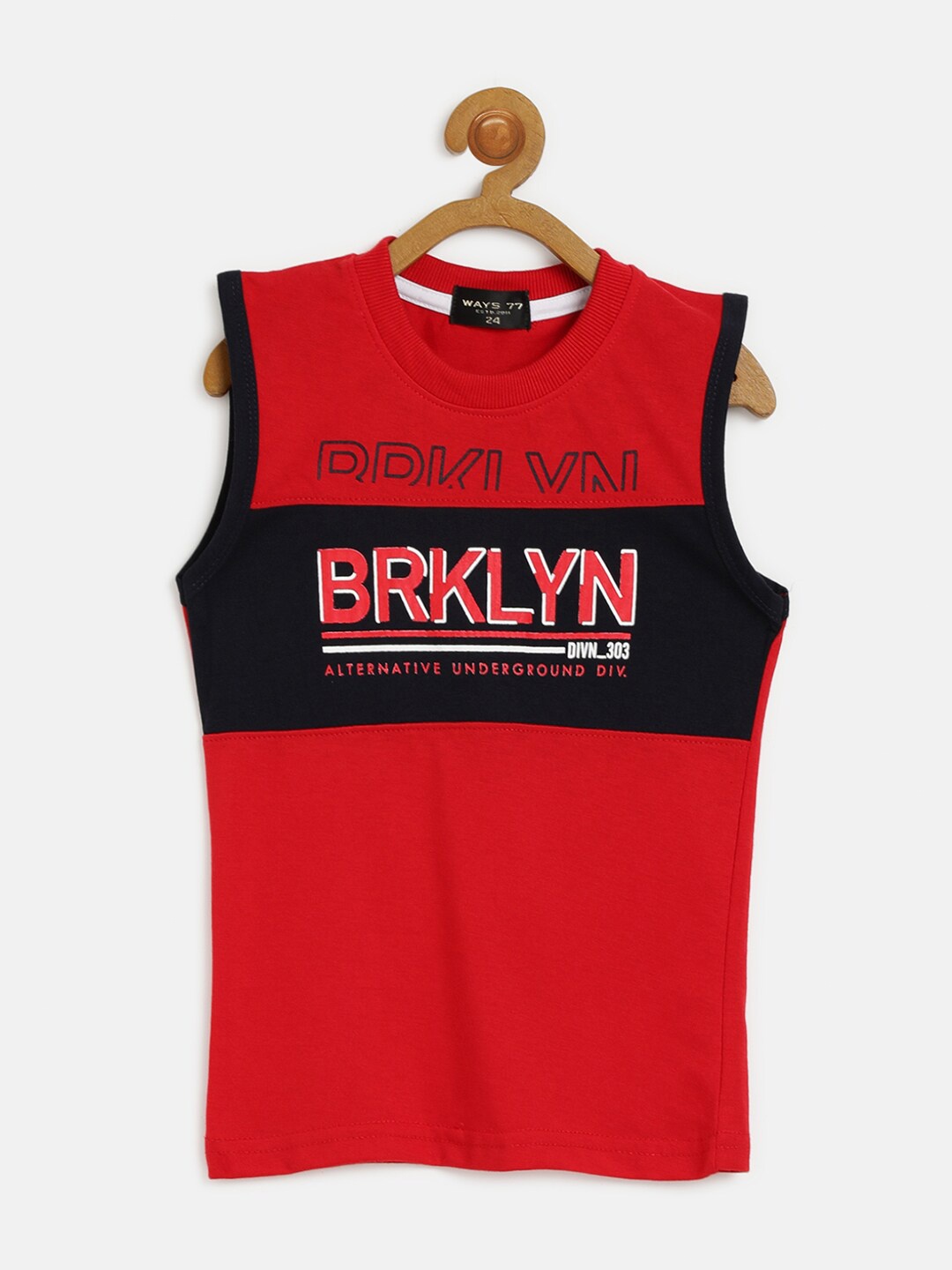 

V2 Value & Variety Boys Red & Black Typography Printed T-shirt