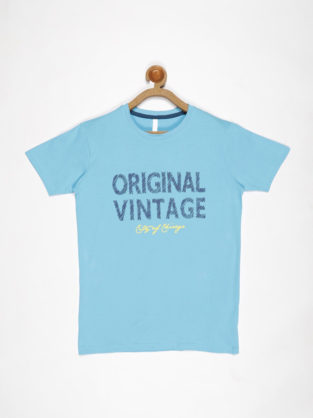 

V2 Value & Variety Boys Blue Typography Printed Applique T-shirt