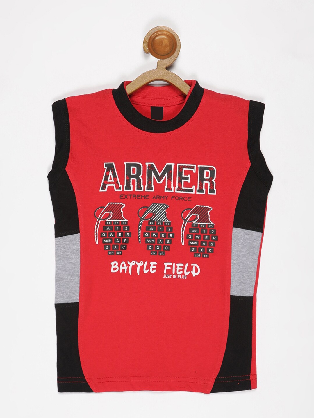 

V2 Value & Variety Boys Red & Black Typography Printed T-shirt