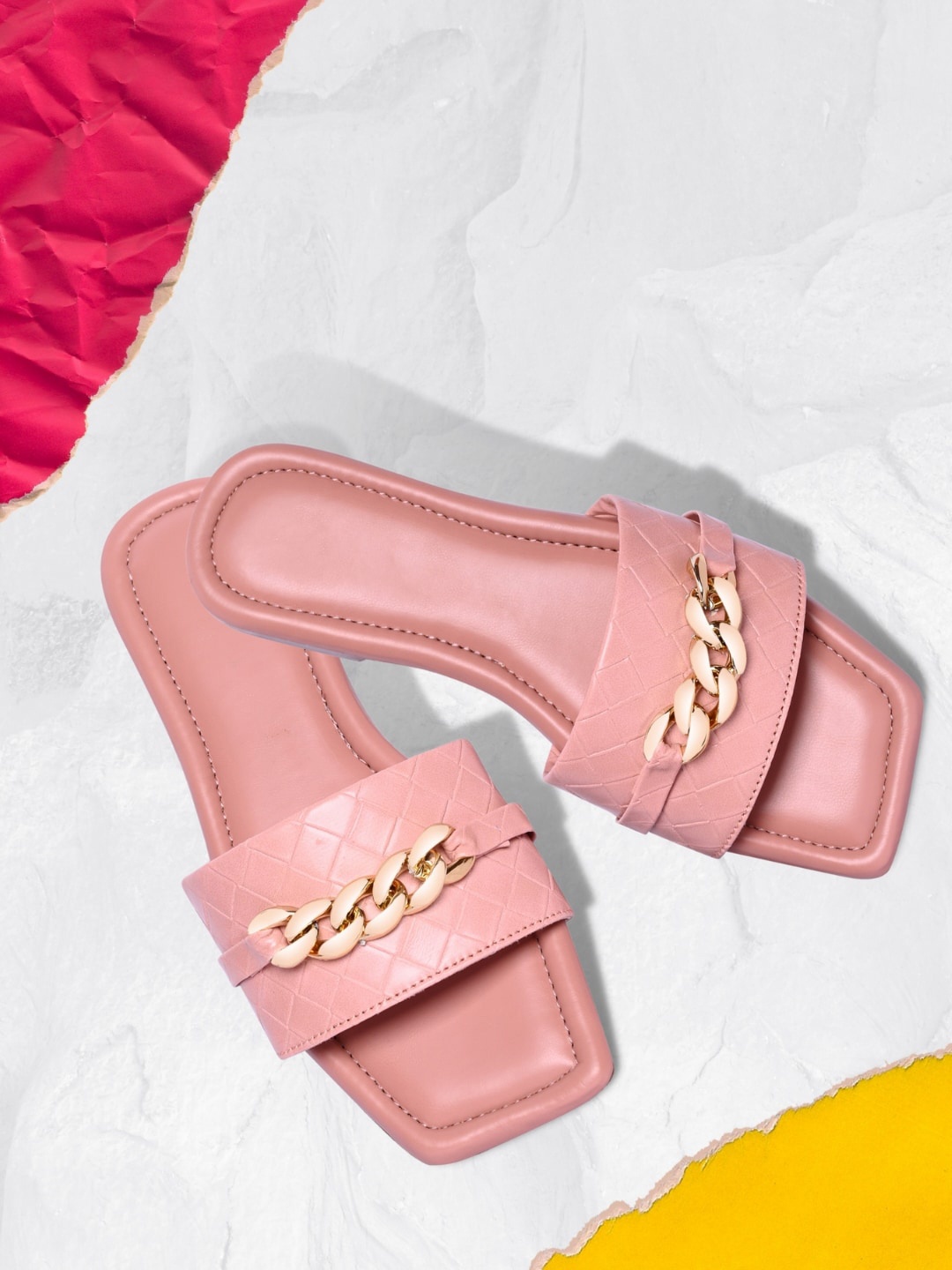 

PERY PAO Women Peach-Coloured Embellished Flats
