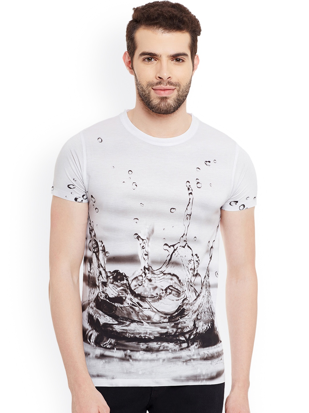 

Wear Your Mind Men Grey Printed Round Neck T-shirt