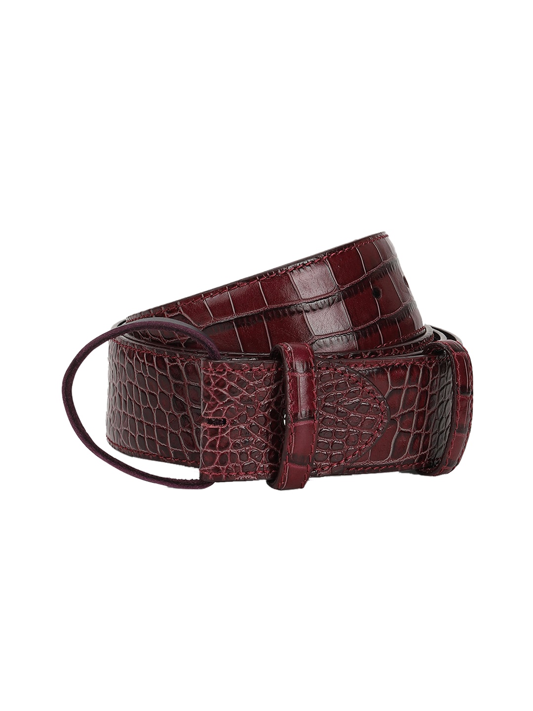 

ELLIOT RHODES Men Red Textured Leather Belt