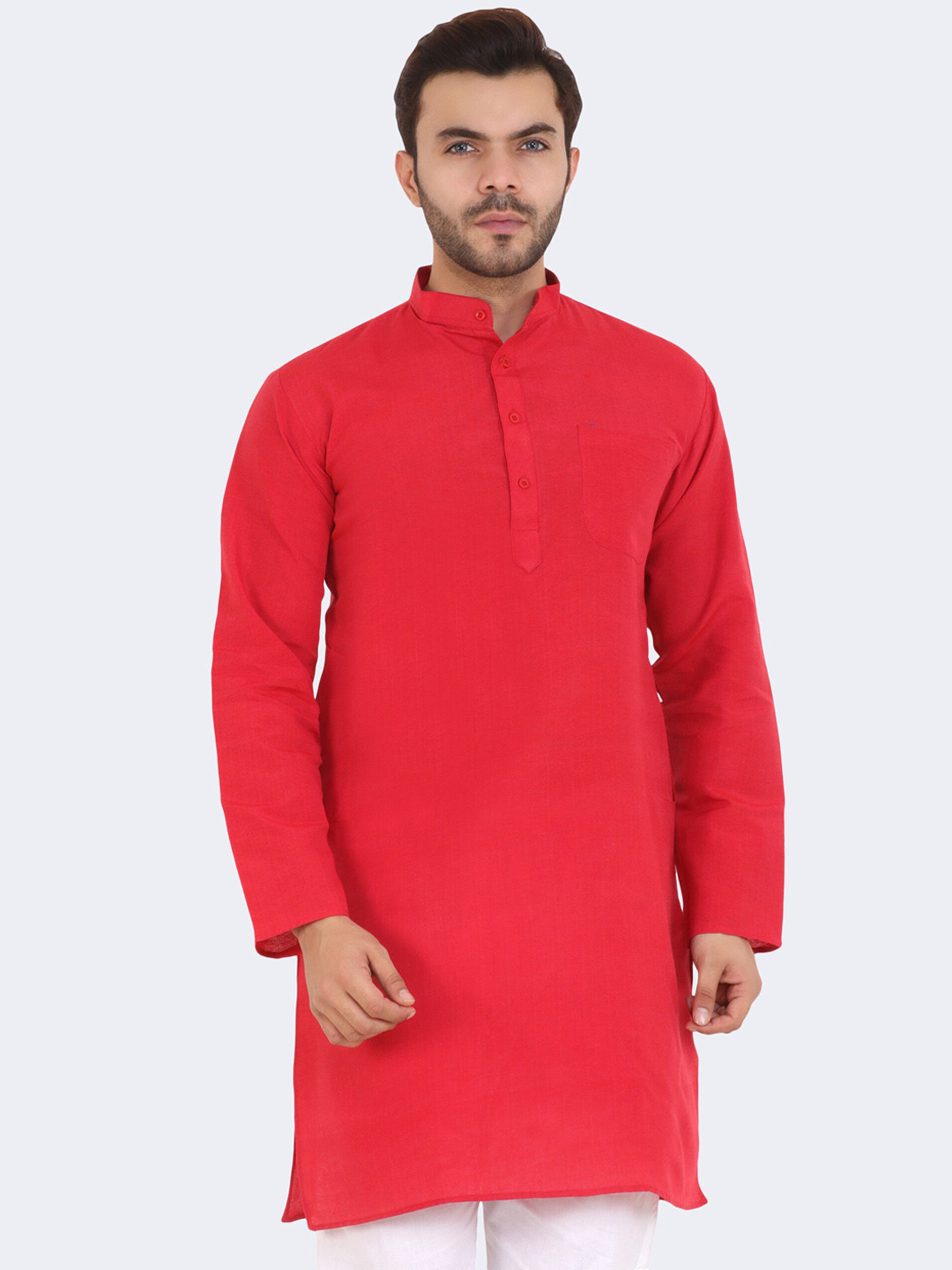

Latest Chikan Garments Men Red Straight Kurta