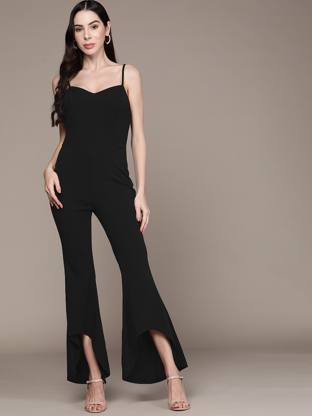 

bebe Women Black Solid Future Glam Basic Jumpsuit