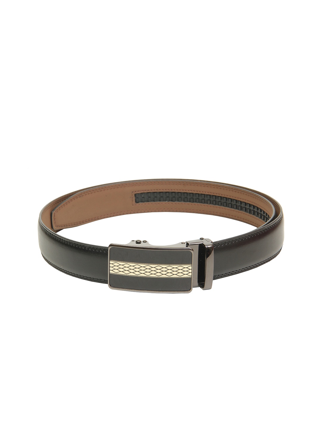 

Calvadoss Men Black Textured PU Belt