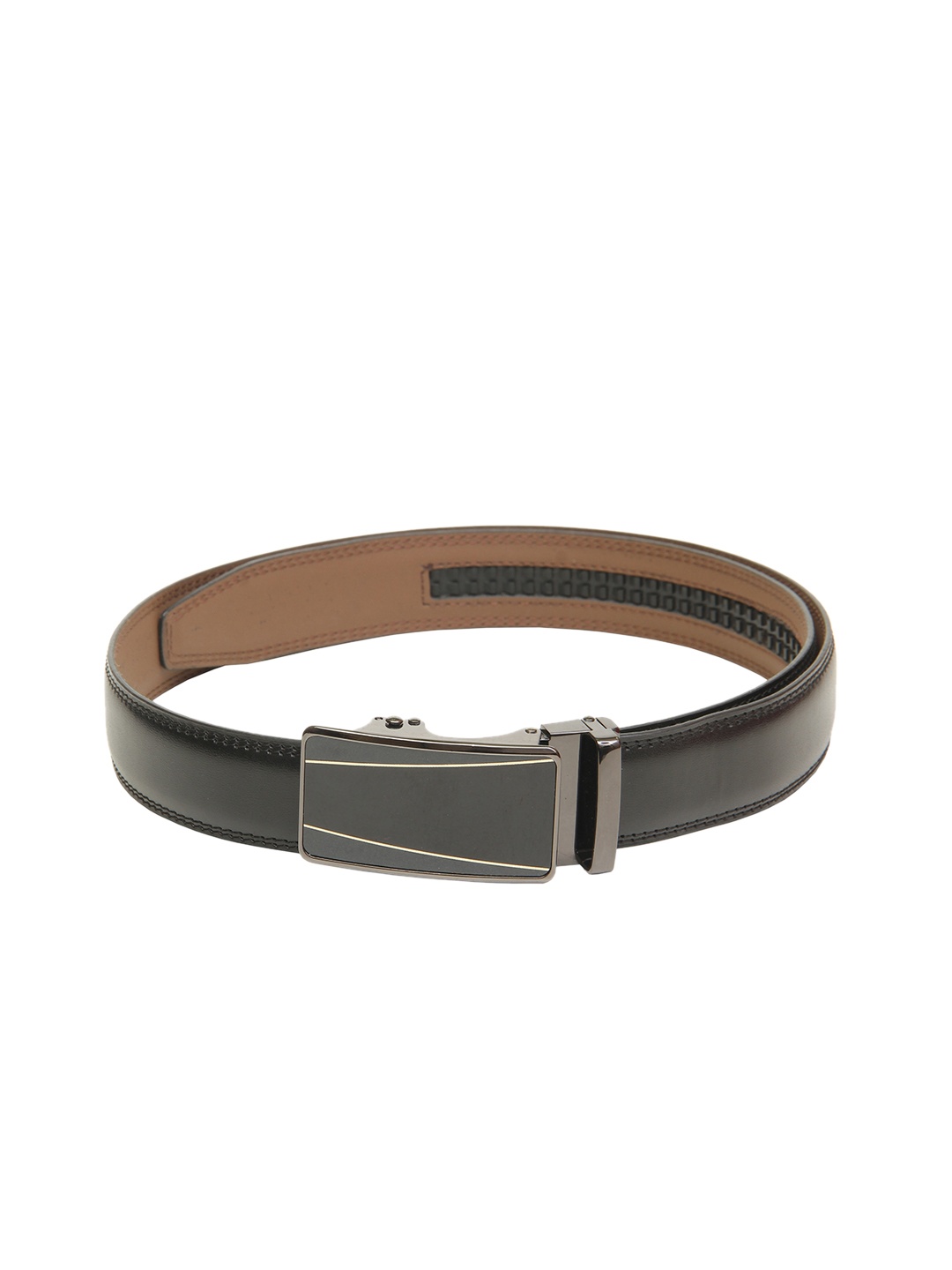 

Calvadoss Men Black Slider Buckle Belt