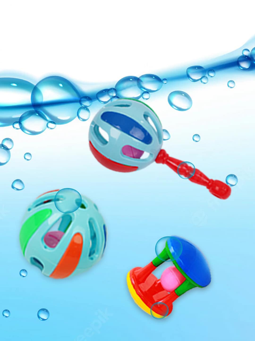 

WEMBLEY Kids Multicolored Pack of 3 Shake & Grab Ball Toy, Multi