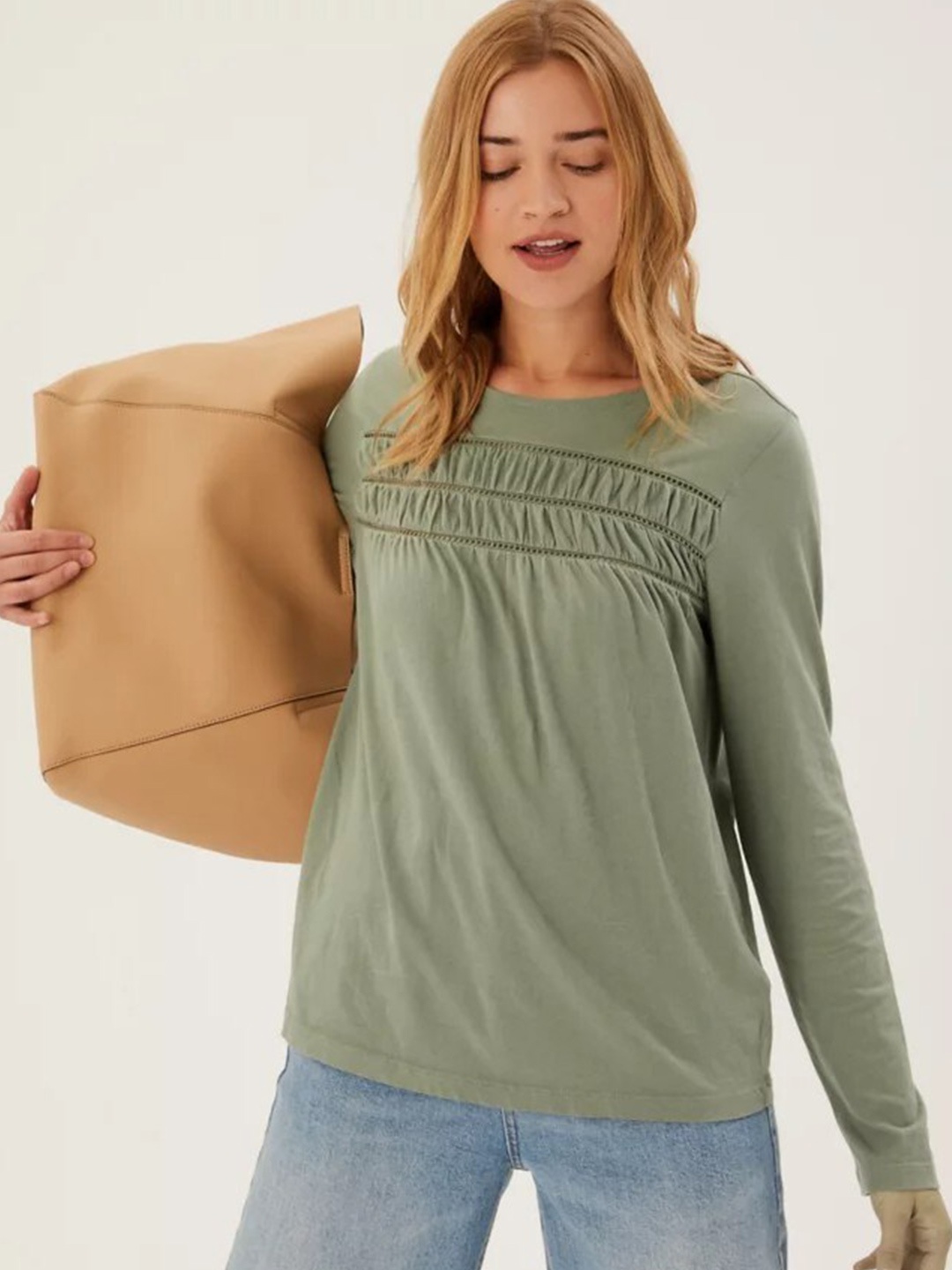 

Marks & Spencer Green Extended Sleeves Top