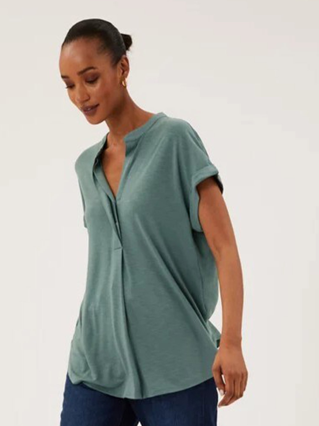 

Marks & Spencer Green Extended Sleeves Top