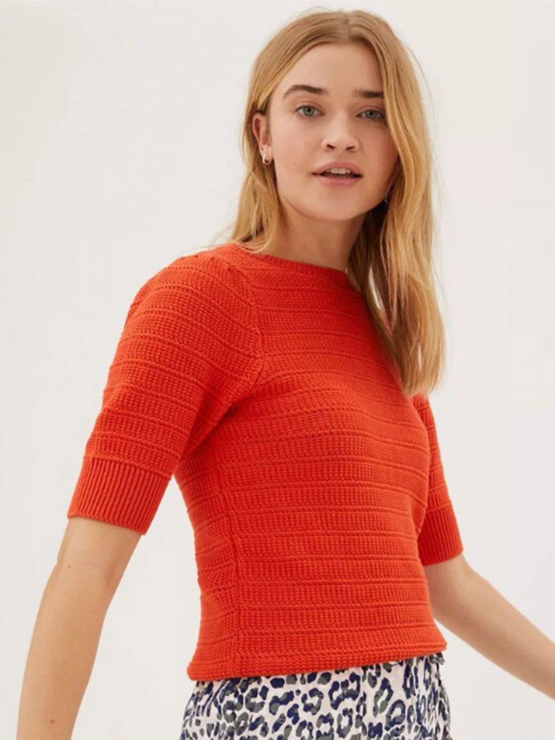 

Marks & Spencer Orange Embroidered Top