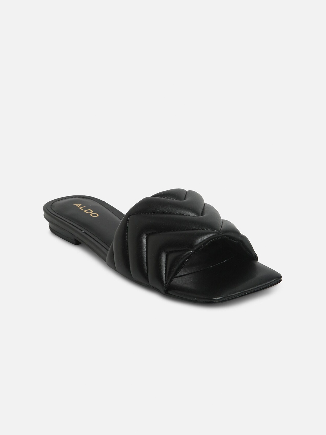 

ALDO Women Black Textured Open Toe Flats