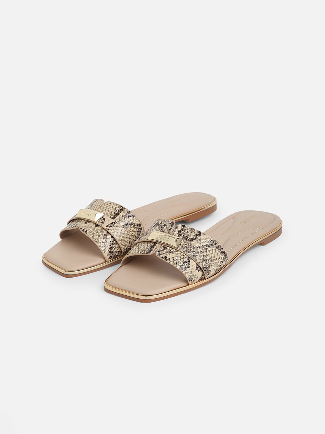 

ALDO Women Beige Textured Open Toe Flats