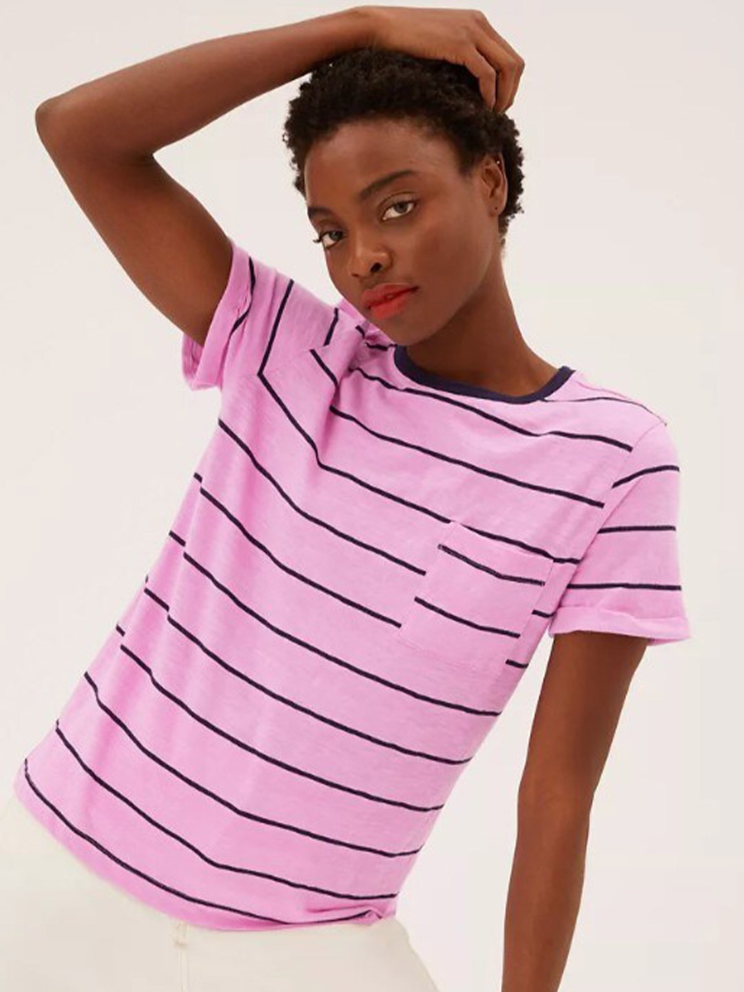 

Marks & Spencer Women Magenta Polo Collar Applique T-shirt