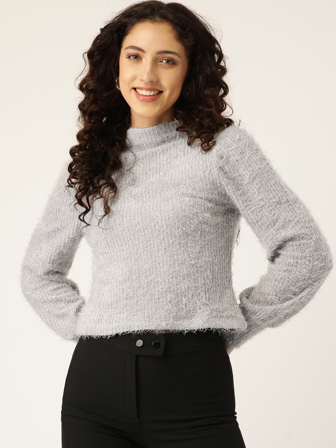 

Madame Women Grey Boucle Pullover