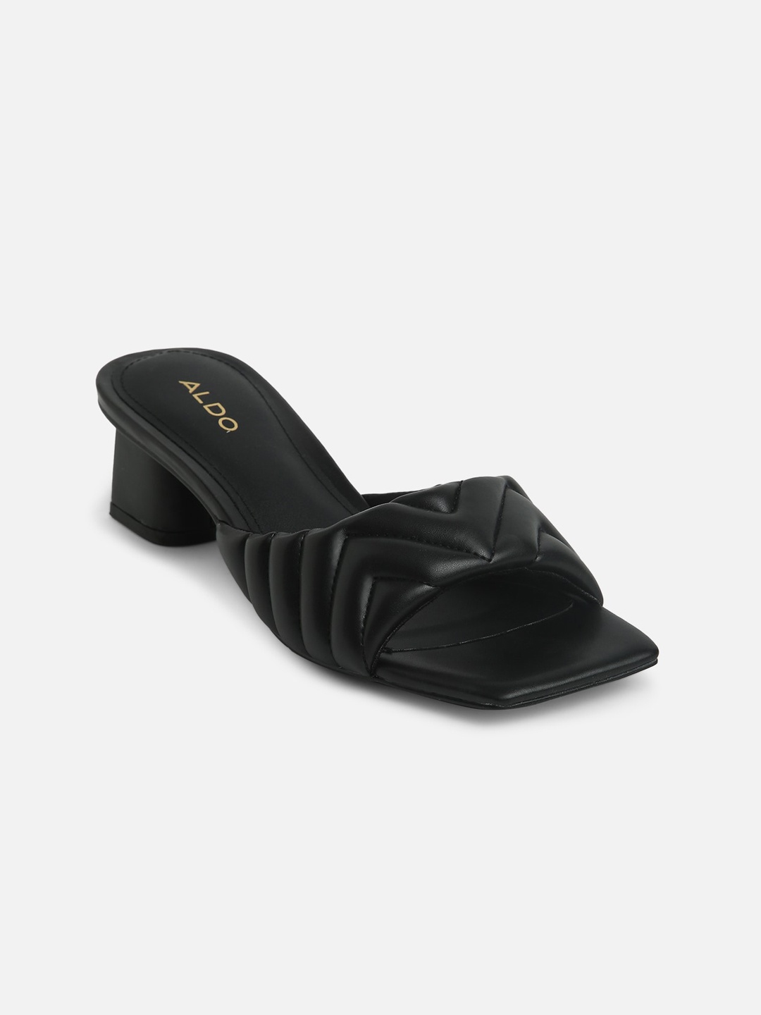 

ALDO Black Textured Block Sandals