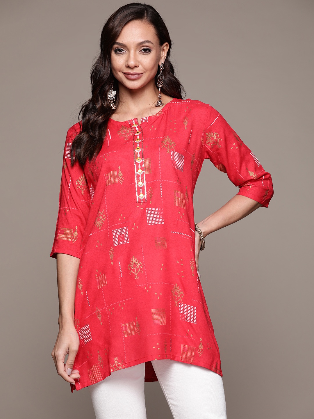 

Anubhutee Pink Ethnic Motifs Printed Kurti