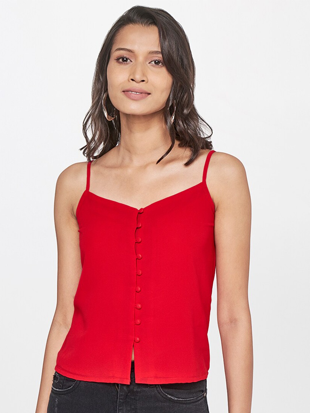 

AND Women Red Solid Top