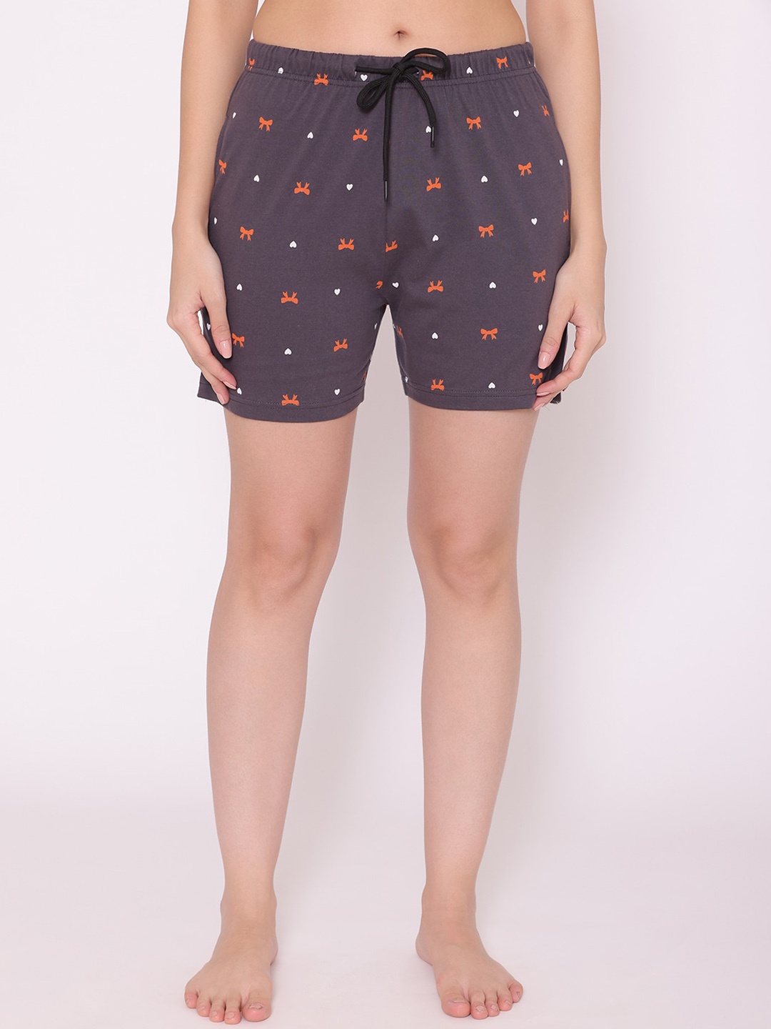 

TITTLI Women Grey Printed Lounge Shorts