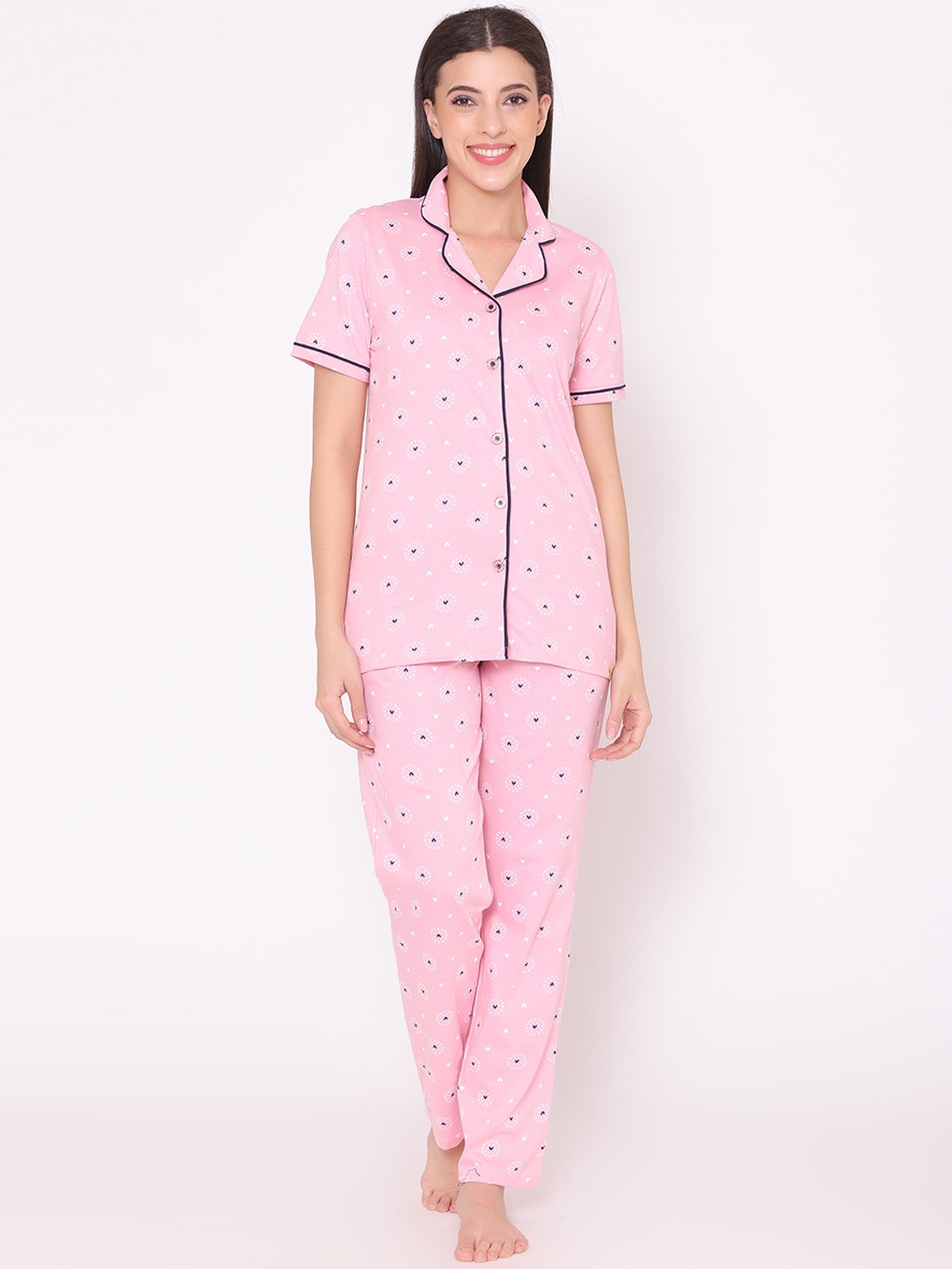 

TITTLI Women Pink Printed Night suit