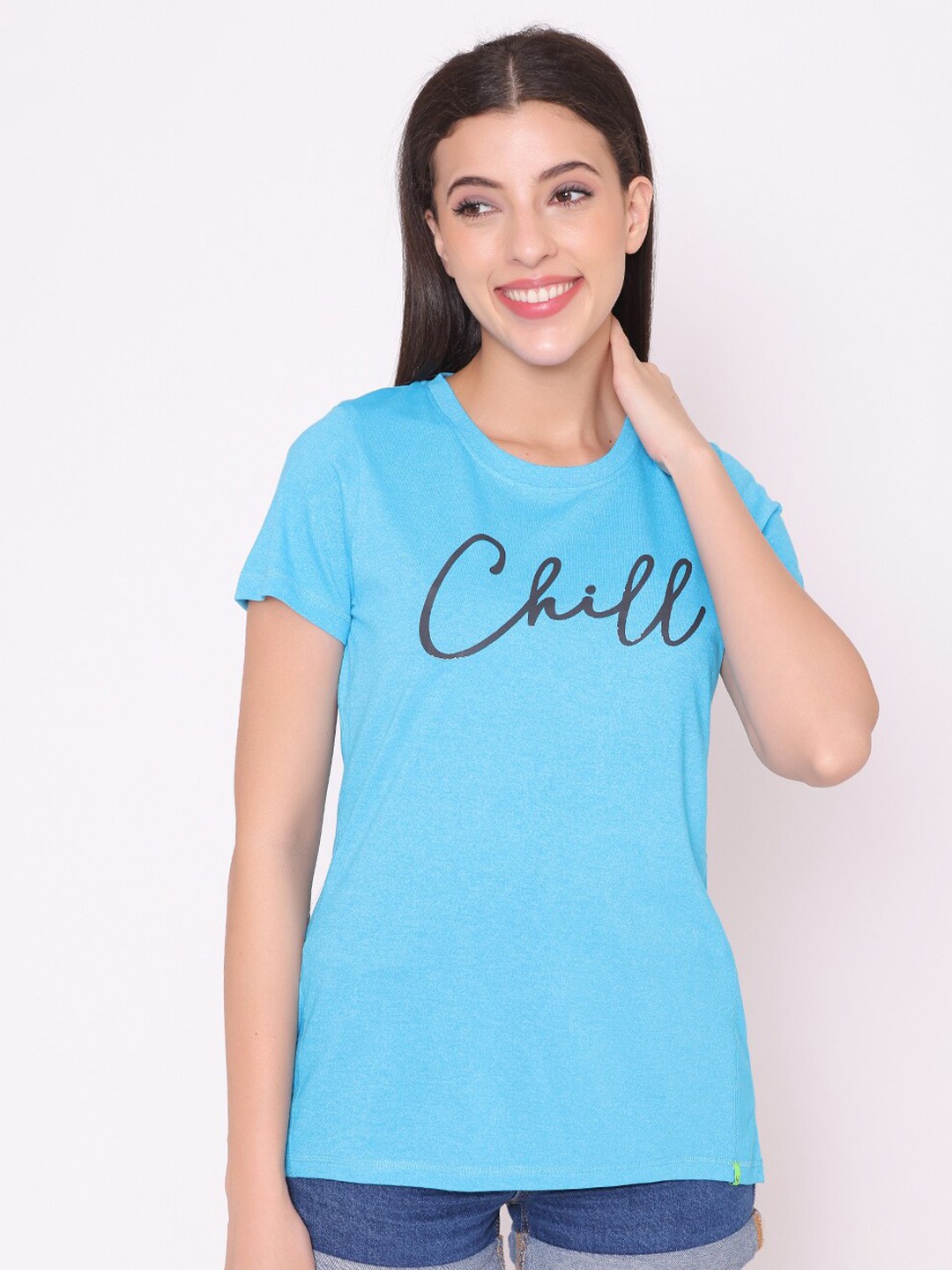 

TITTLI Women Blue Cotton Polyster T Shirt