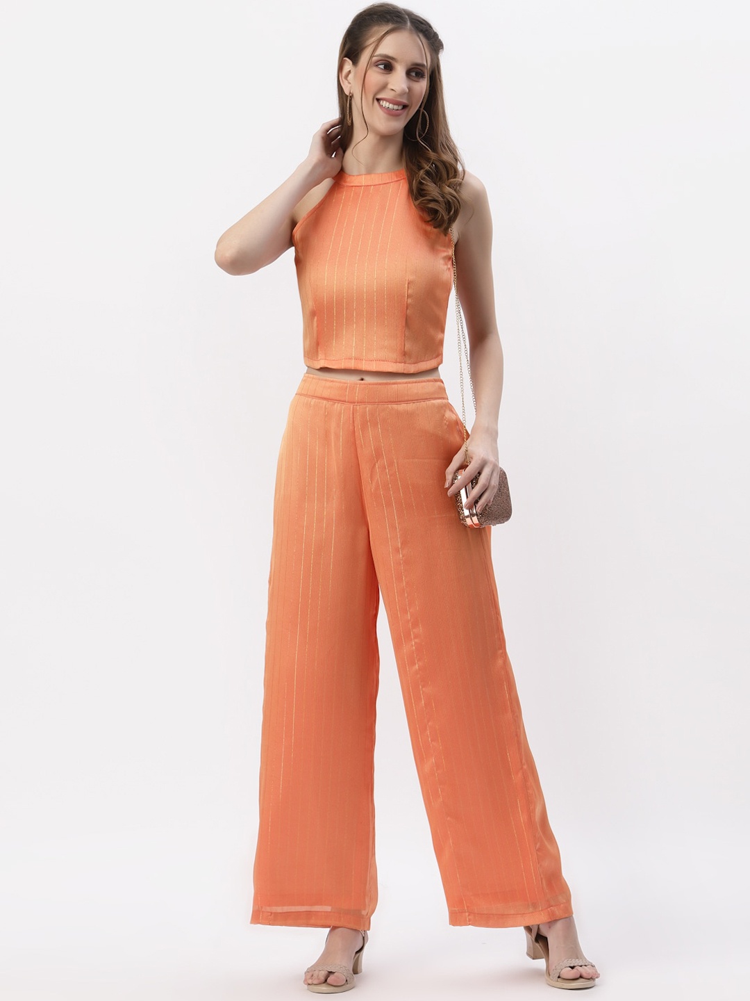 

studio rasa Women Coral Solid Co-Ords