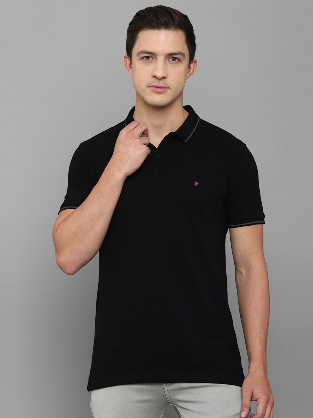 

Louis Philippe Jeans Men Black Polo Collar Slim Fit T-shirt