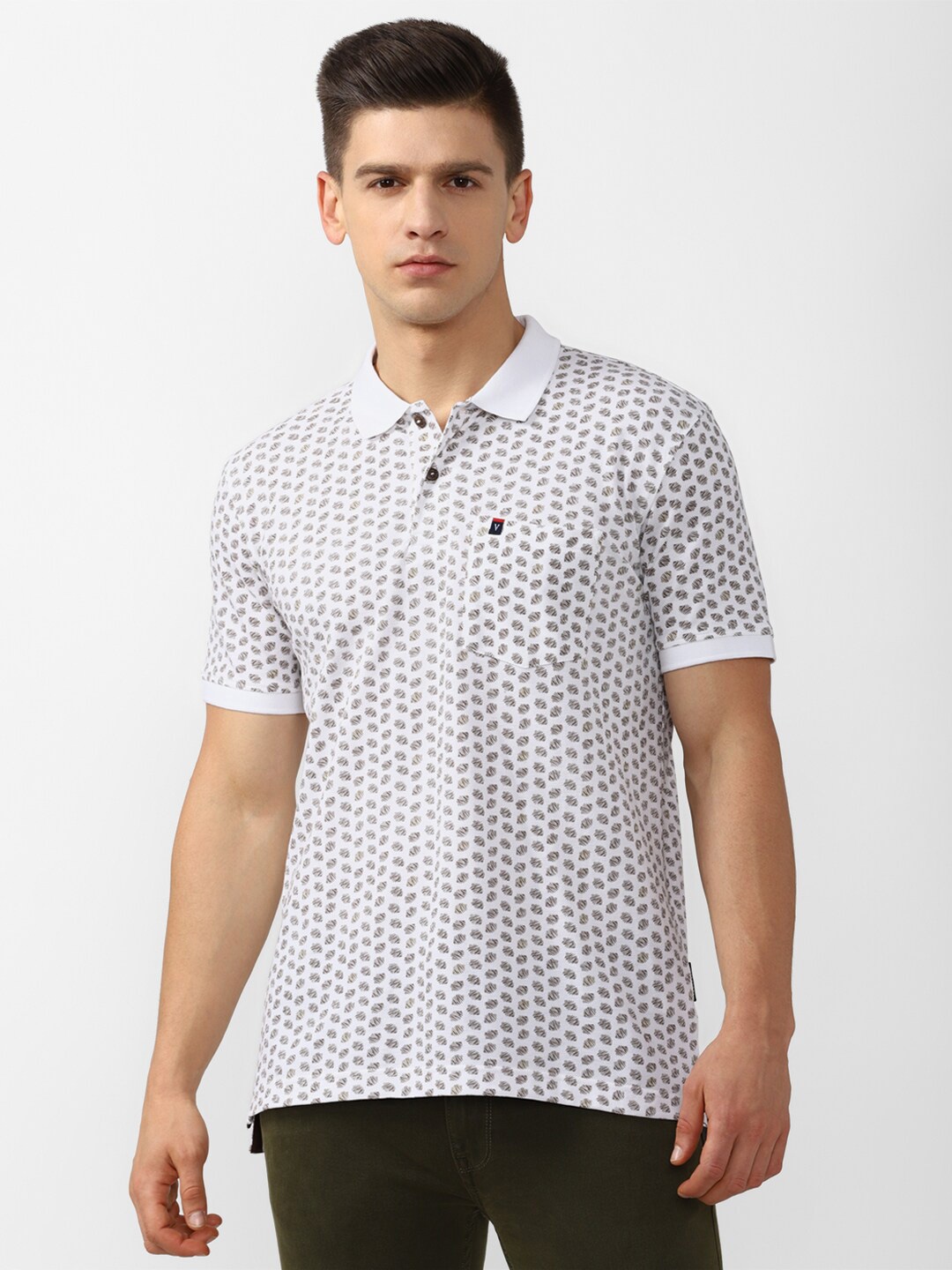 

Van Heusen Sport Men White & Grey Printed Polo Collar T-shirt