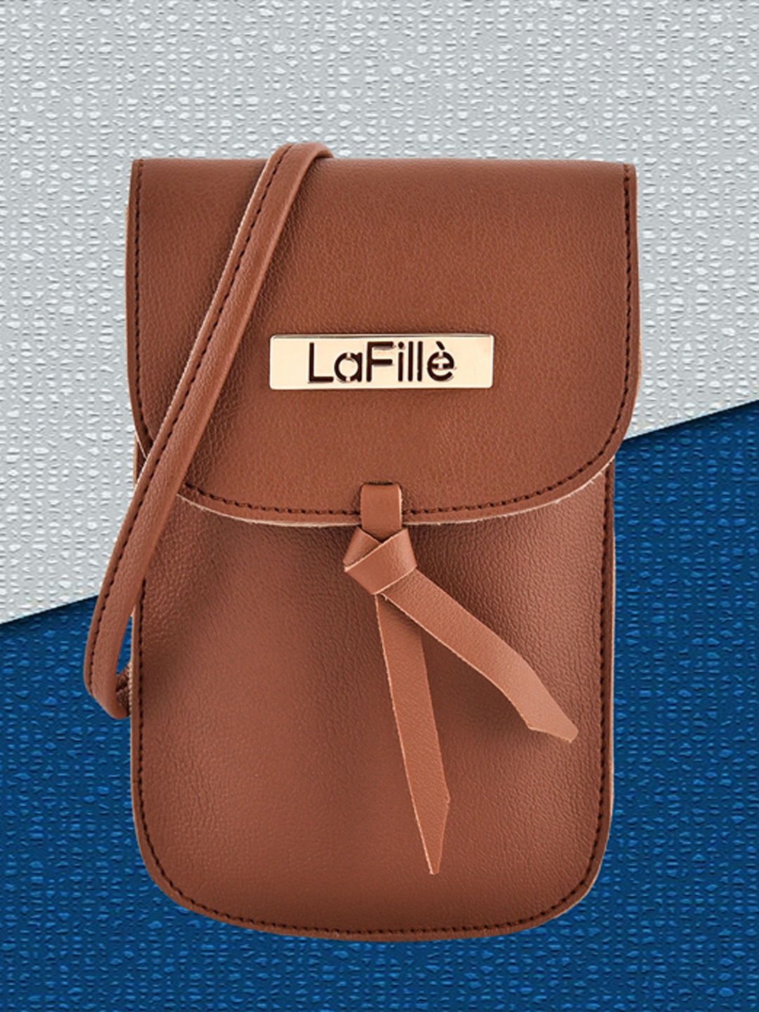 

LAFille Tan PU Shopper Women Sling Bag with Cut Work