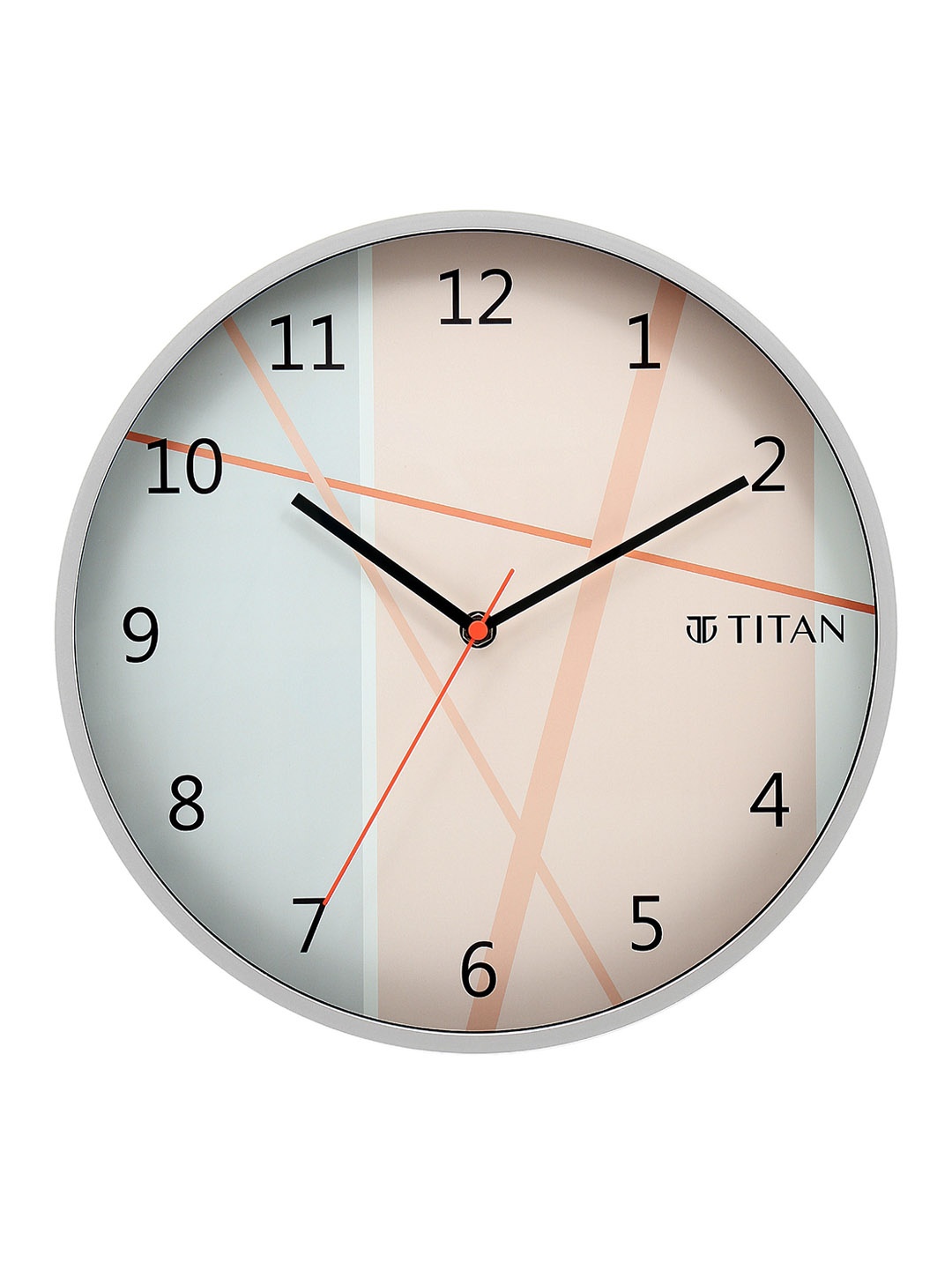 

Titan Silver-Toned & Peach-Coloured Printed Contemporary Wall Clock