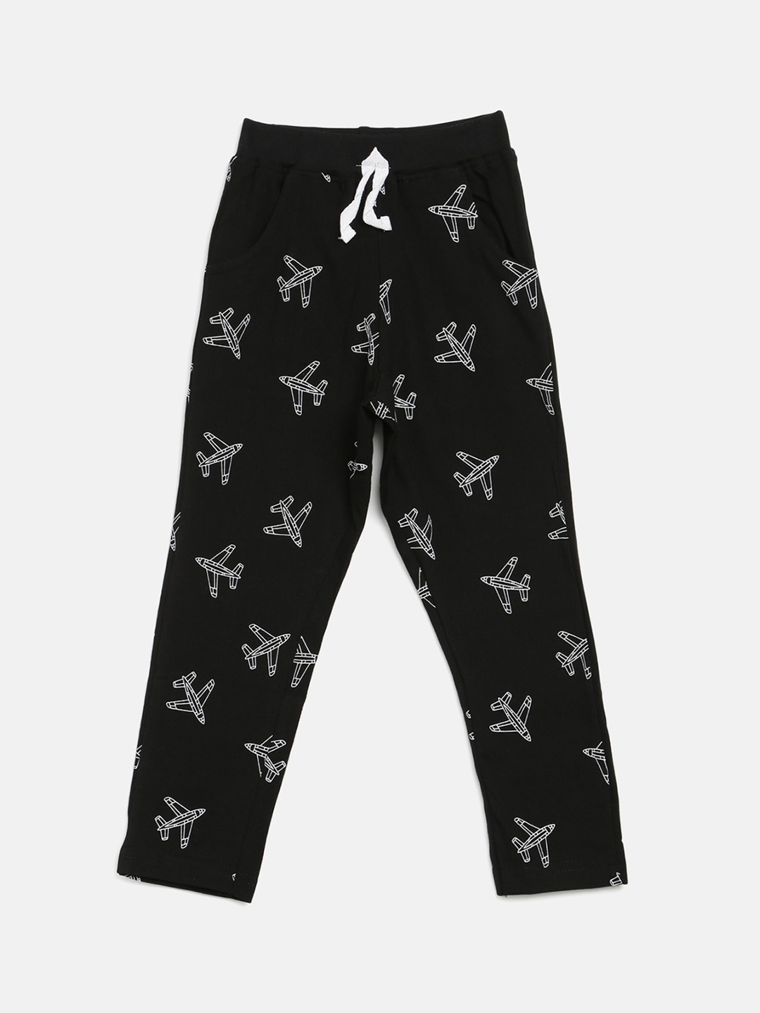 

V2 Value & Variety Boys Black & White Printed Cotton Lounge Pants
