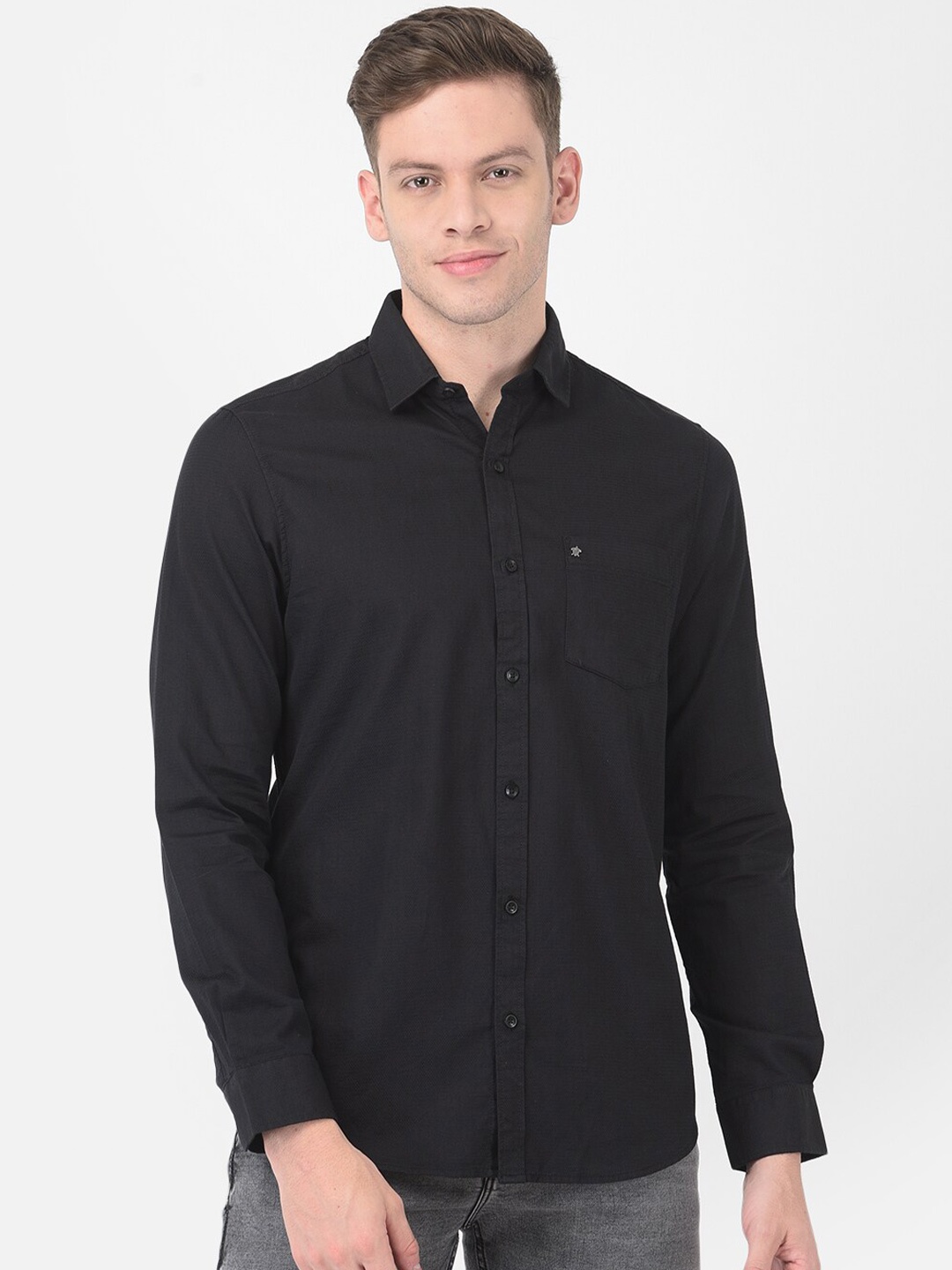 

Turtle Men Black Slim Fit Semiformal Shirt