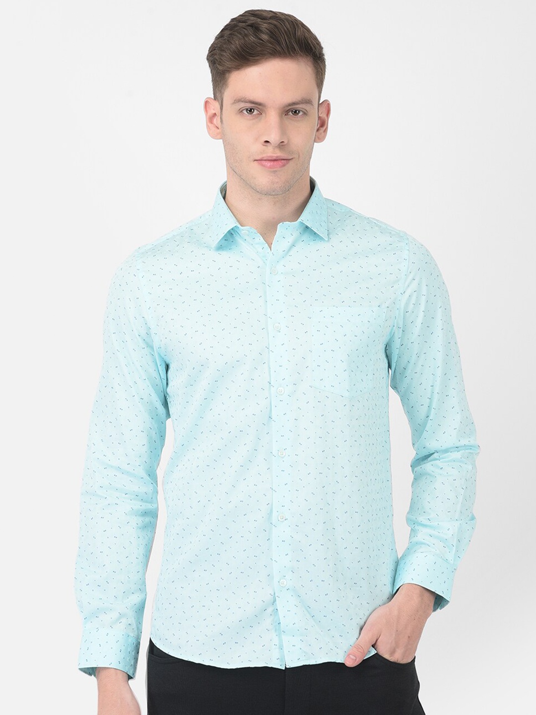 

Turtle Men Blue Slim Fit Printed Semiformal Shirt