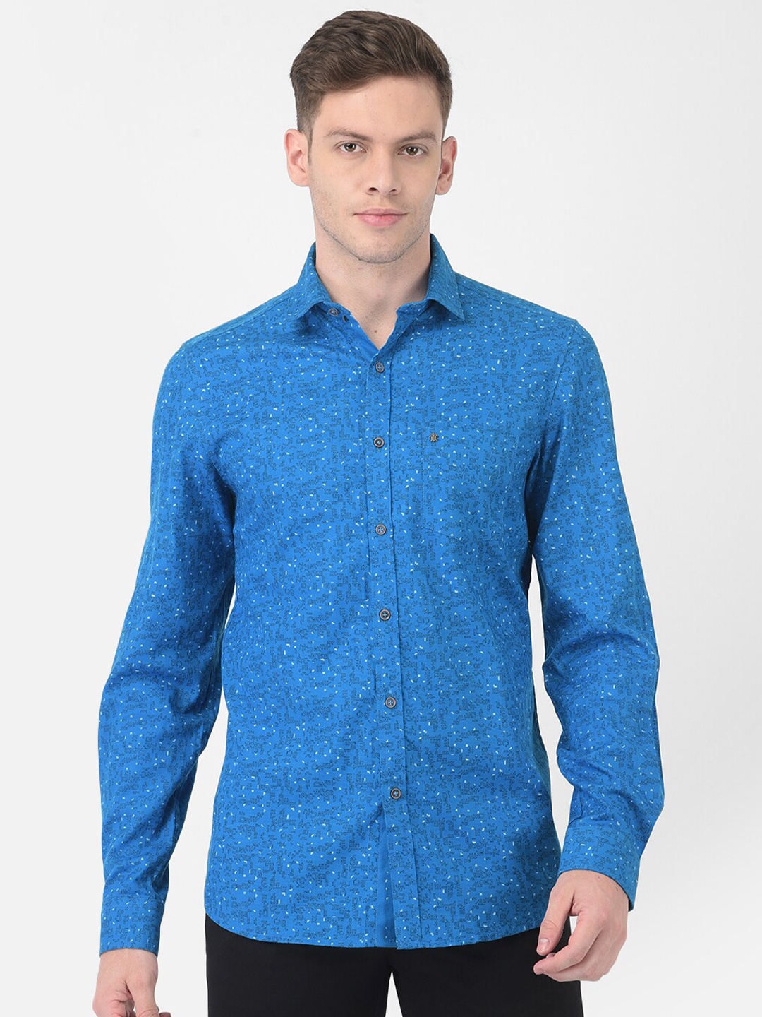 

Turtle Men Blue Slim Fit Floral Printed Semiformal Shirt