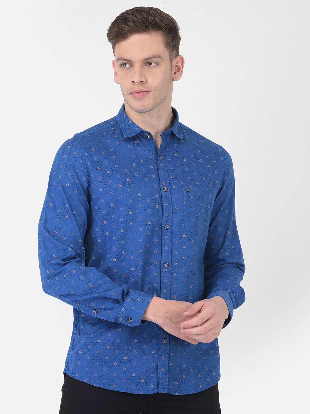 

Turtle Men Blue Slim Fit Printed Semiformal Shirt