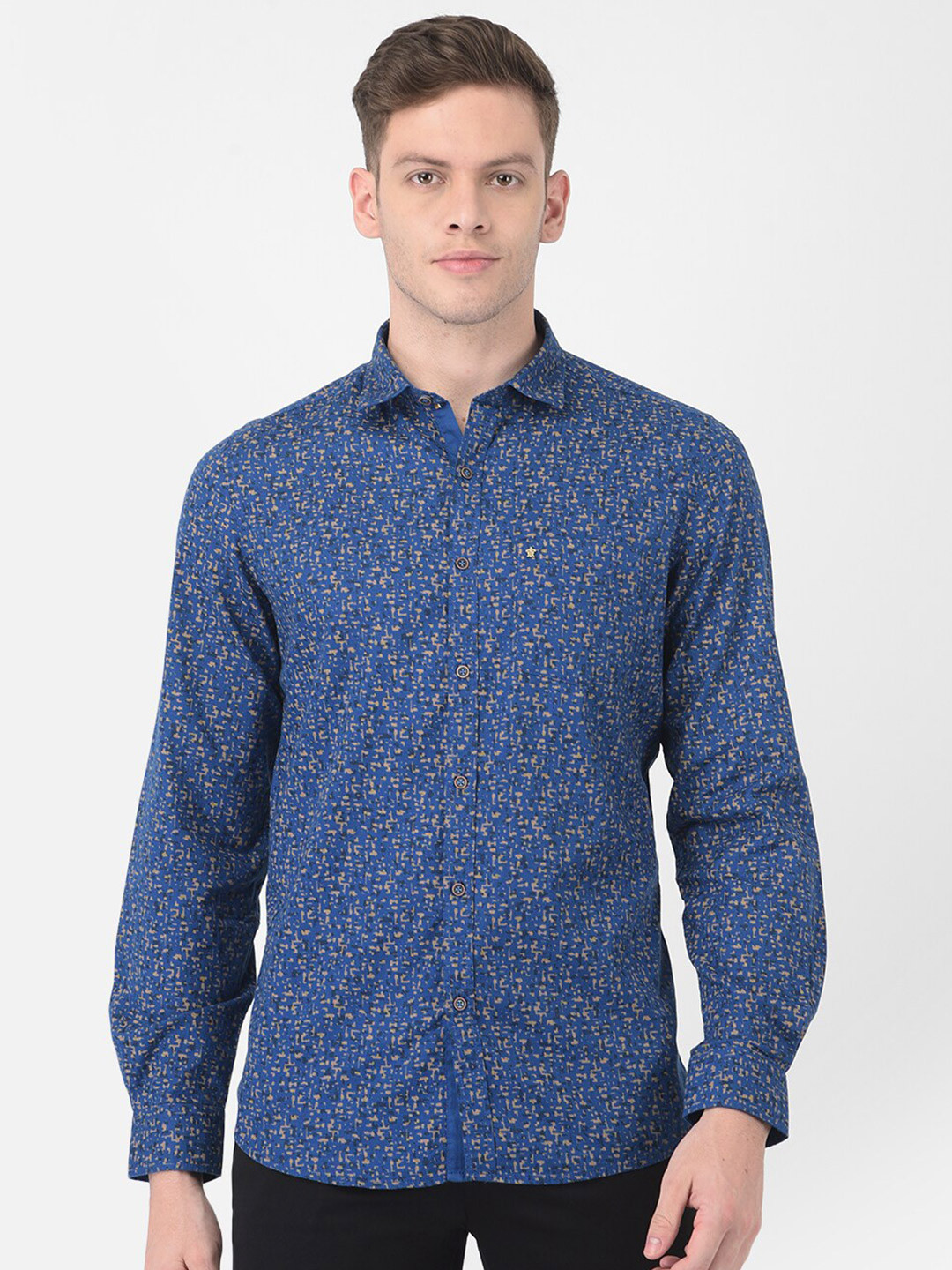

Turtle Men Blue Slim Fit Printed Semiformal Shirt