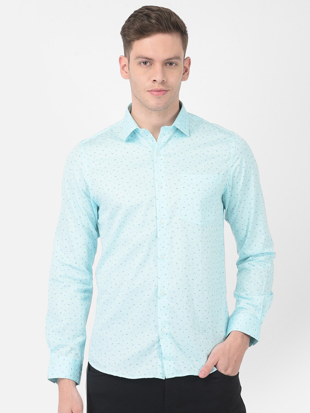 

Turtle Men Blue Printed Semiformal Shirt