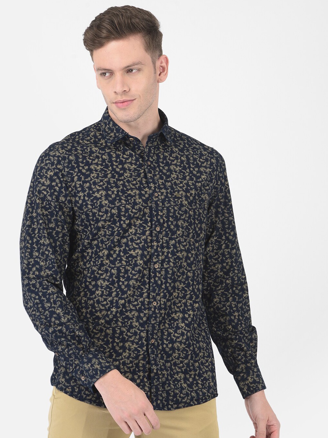 

Turtle Men Navy Blue Slim Fit Printed Semiformal Shirt