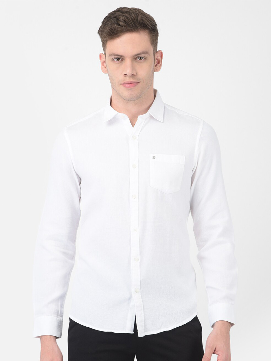 

Turtle Men White Solid Slim Fit Semiformal Cotton Shirt