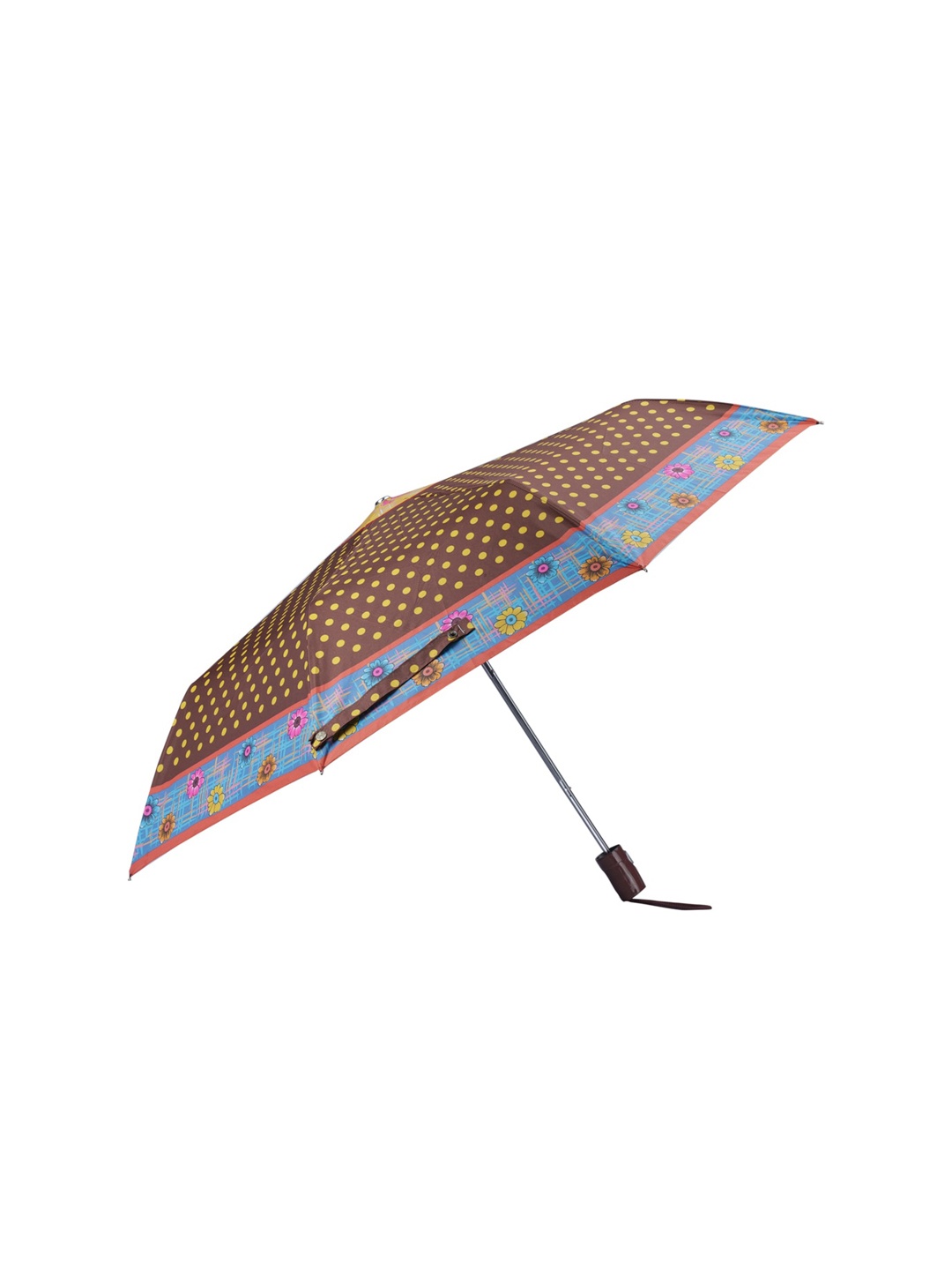 

THE CLOWNFISH Brown & Blue Printed 3-Fold Umbrellas