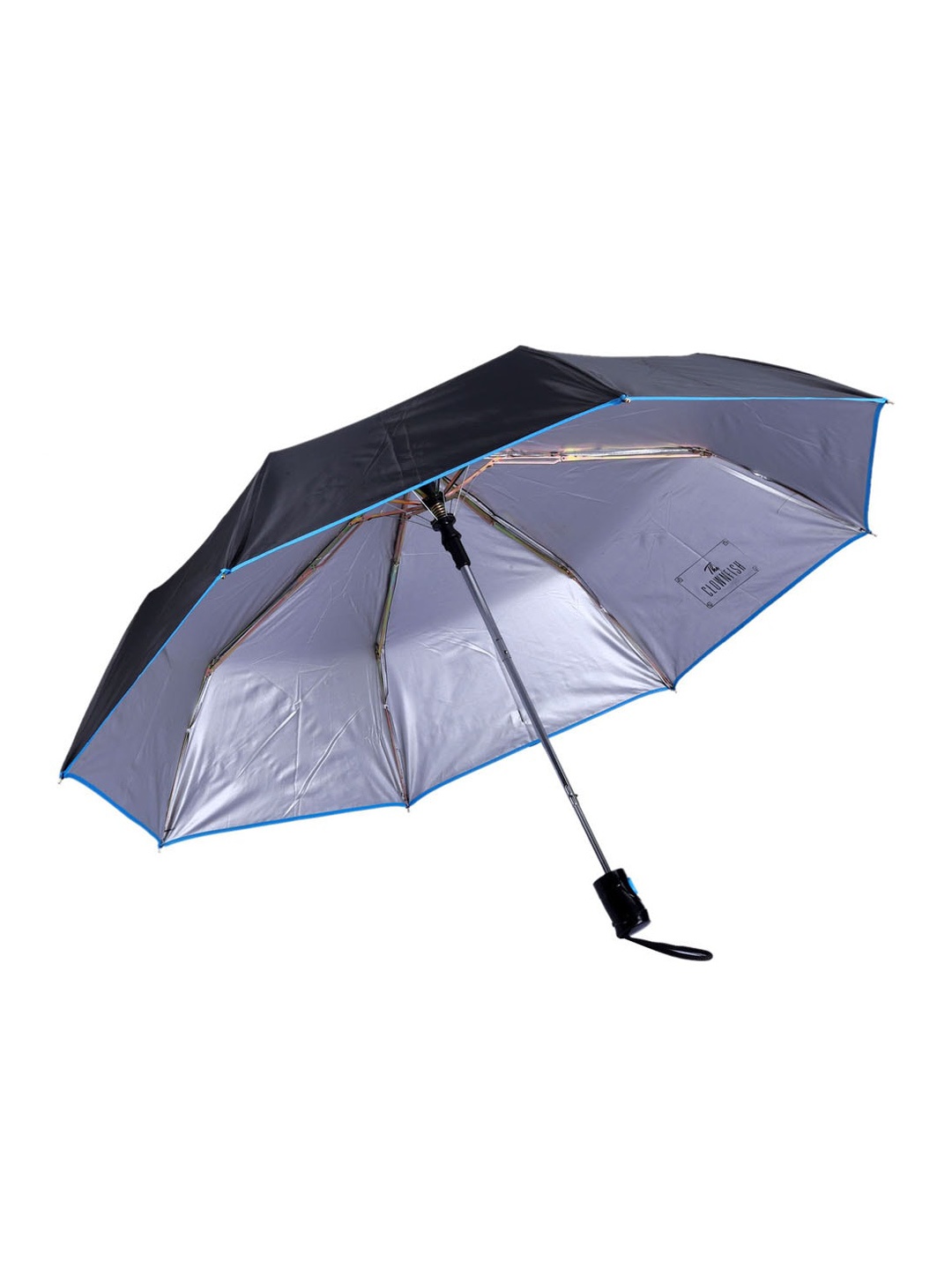 

THE CLOWNFISH Piping Black & Blue Solid 3-Fold Umbrella