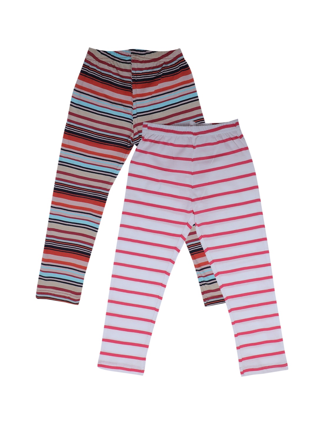 

earth conscious Kids Pack Of 2 Striped Cotton Lounge Pants, White