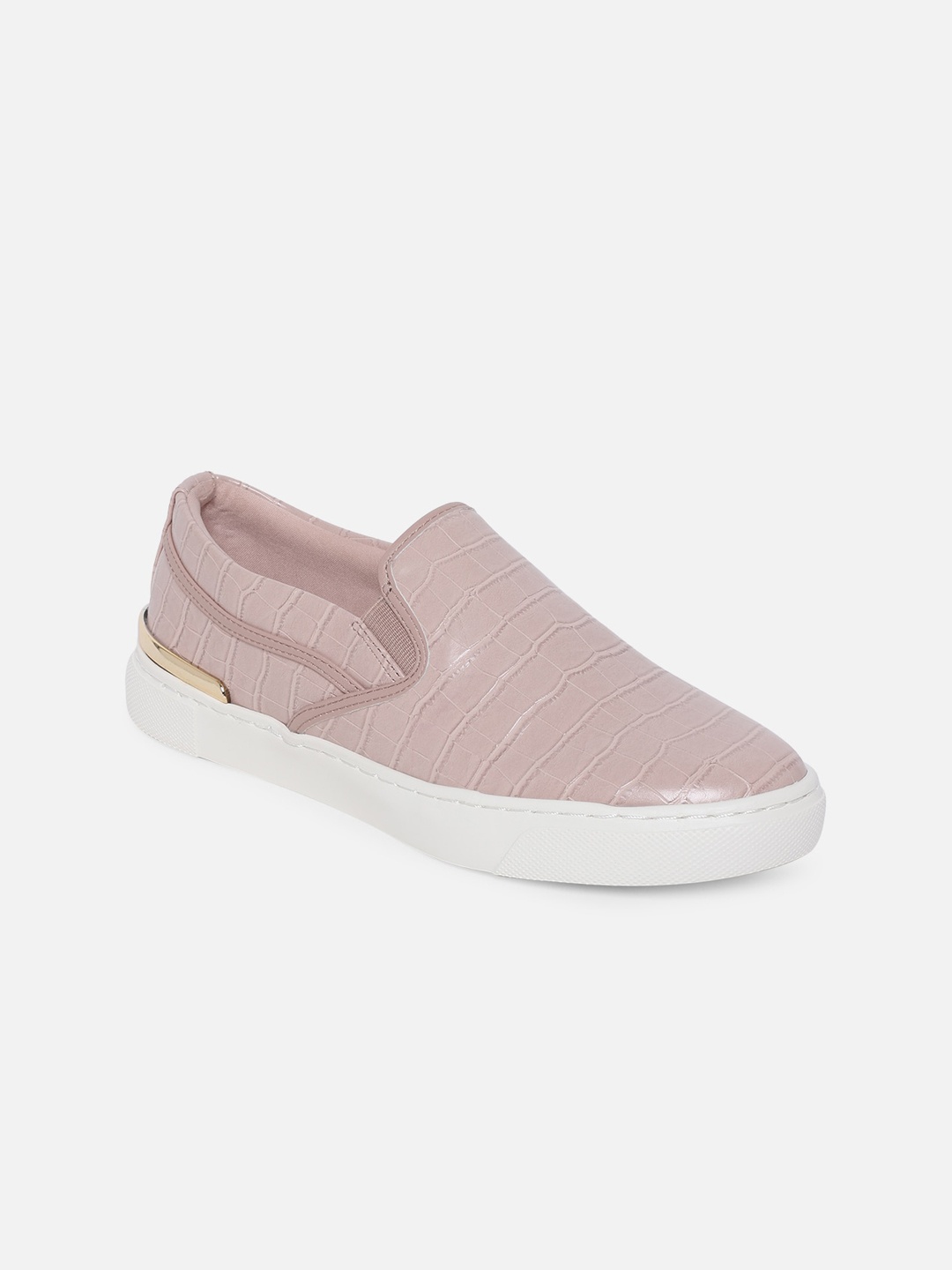 

ALDO Women Pink Textured Slip-On Sneakers