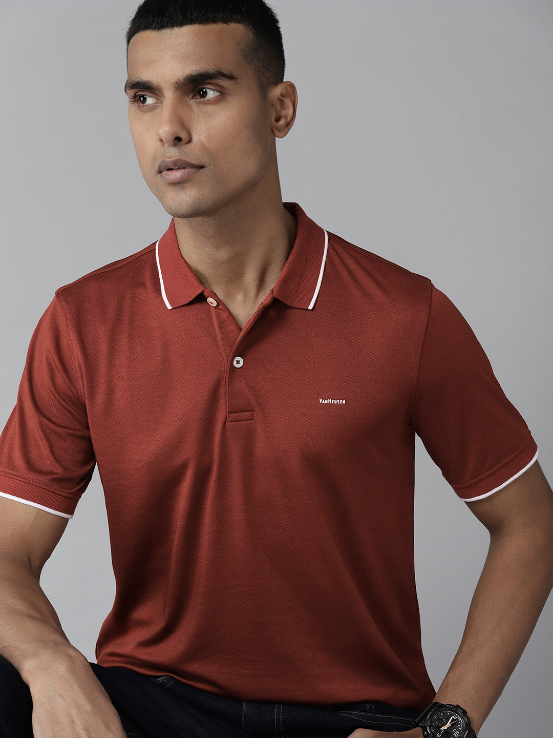 

Van Heusen Men Maroon Polo Collar Slim Fit T-shirt