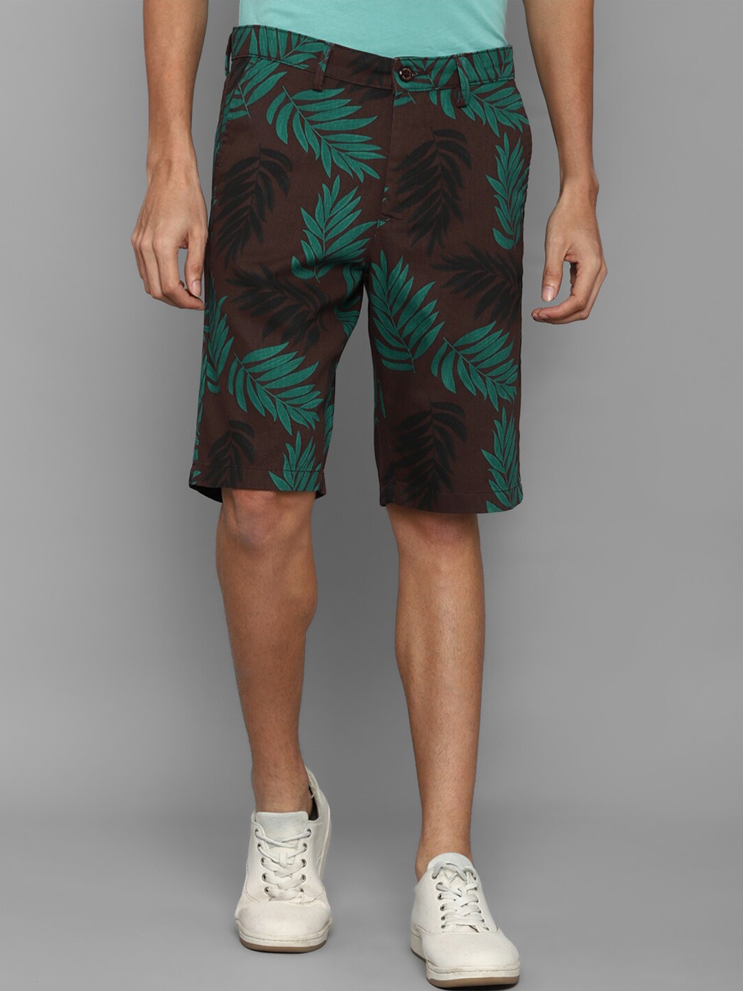 

Allen Solly Men Brown Floral Printed Slim Fit Shorts