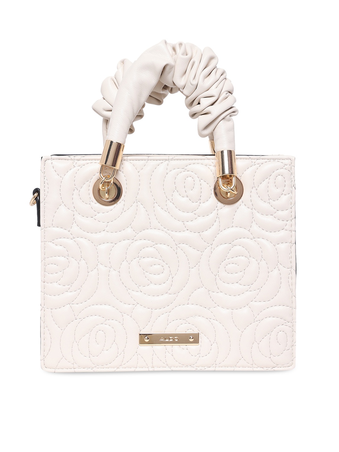 

ALDO Beige PU Structured Handheld Bag with Quilted