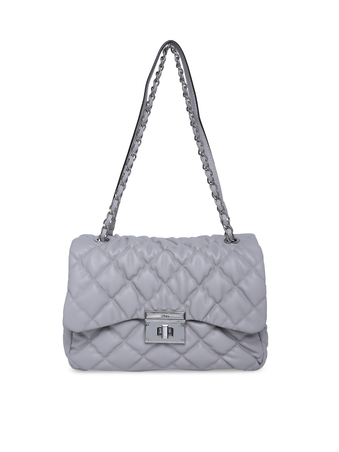

ALDO Grey Textured PU Structured Shoulder Bag with Quilted