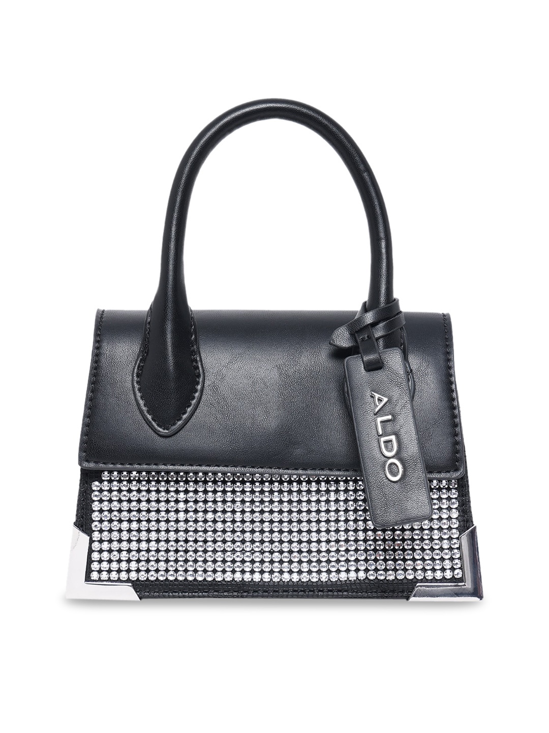 

ALDO Black PU Structured Handheld Bag with Quilted