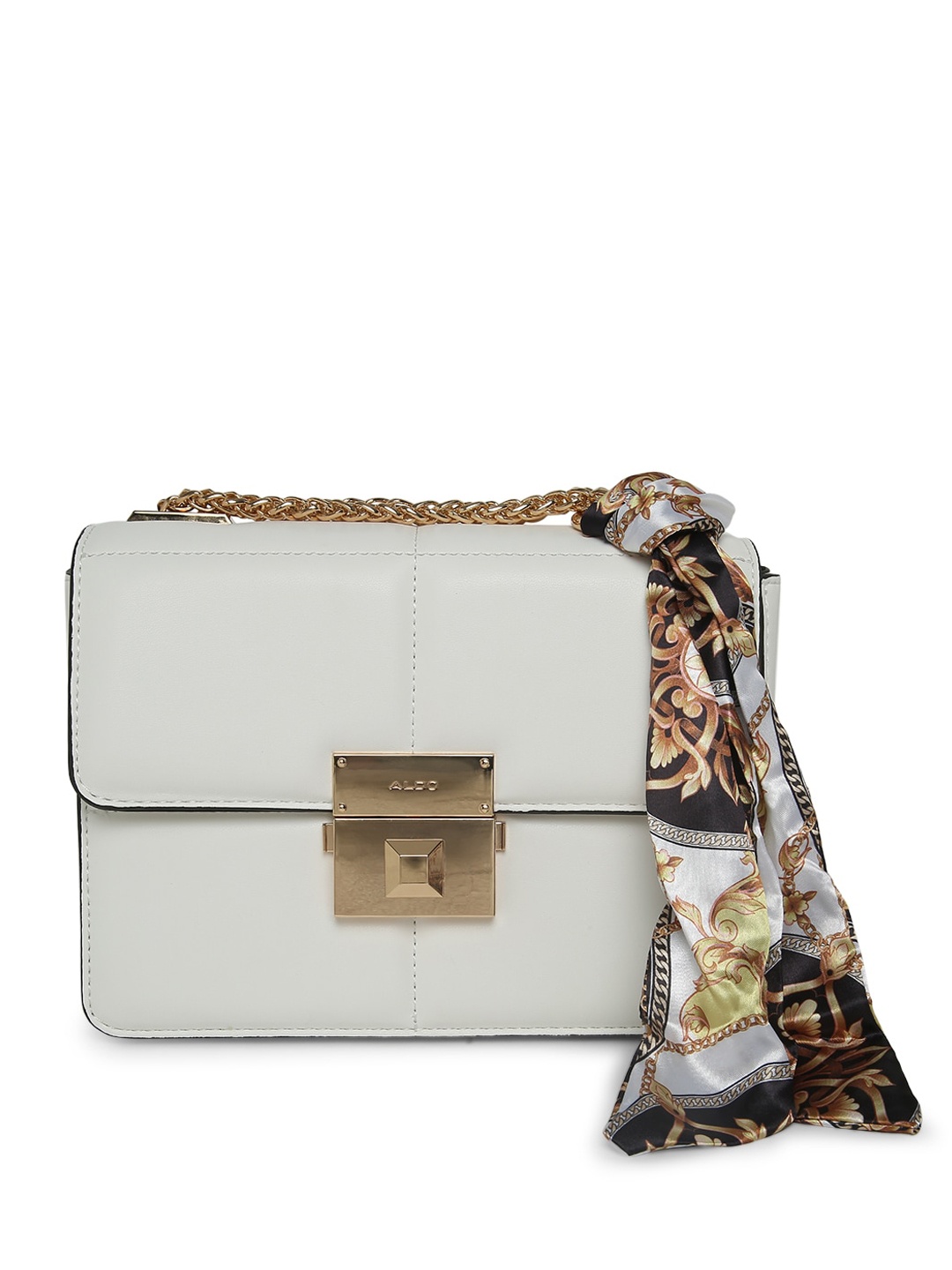 

ALDO White PU Structured Handheld Bag with Tasselled Detailing